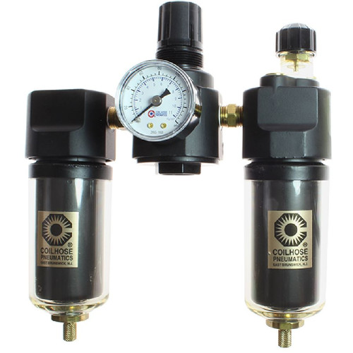 Coilhose Pneumatics 26FRL3-GS 26 Series 3/8" Filter/Regulator/Lubricator, Gauge, Metal Bowl w/ Sight Glass