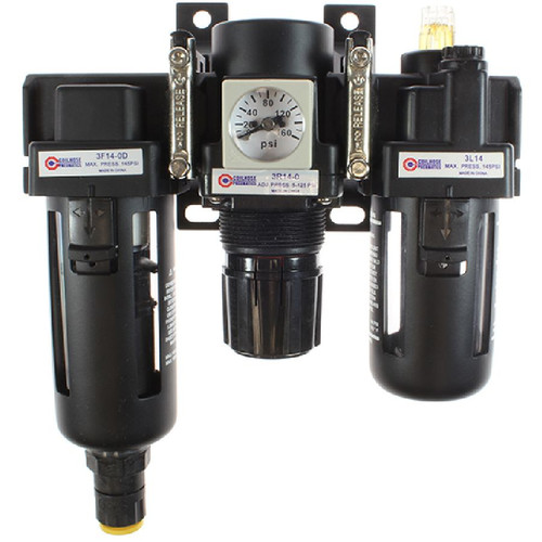 Coilhose Pneumatics 29-3T38-00D 29 Series Filter+ Regulator + Lubricator, Compact, 3/8", Automatic, w/ Square Gauge