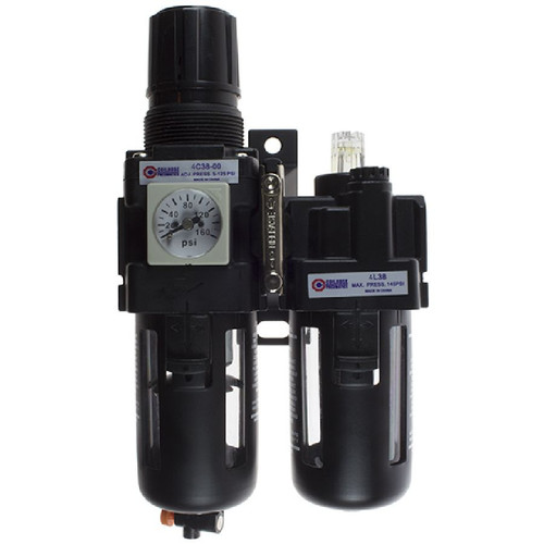 Coilhose Pneumatics 29-3D14-00 29 Series Filter/Regulator + Lubricator, Compact, 1/4", Manual, w/ Square Gauge