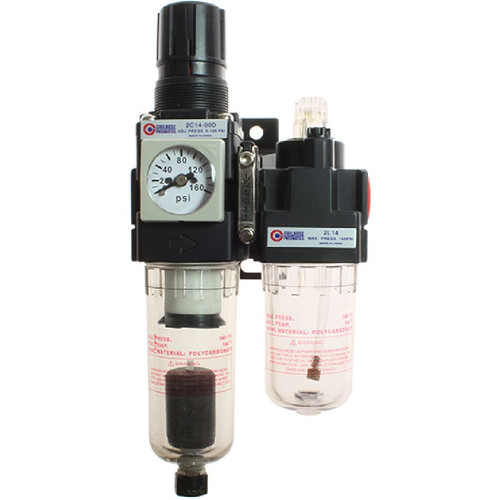 Coilhose Pneumatics 29-2D18-00 29 Series Filter/Regulator + Lubricator, Mini, 1/8", Manual, w/ Square Gauge