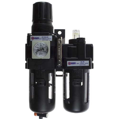 Coilhose Pneumatics 29-3D38-00 29 Series Filter/Regulator + Lubricator, Compact, 3/8", Manual, w/ Square Gauge