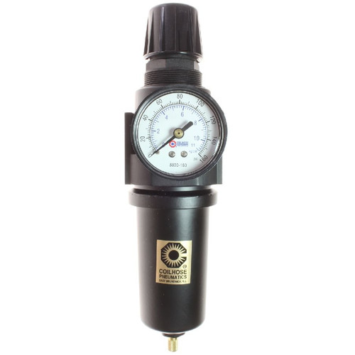 Coilhose Pneumatics 27FC3-GMX 27 Series 3/8" Integral Filter/Regulator, Gauge, Metal Bowl, 5? Element