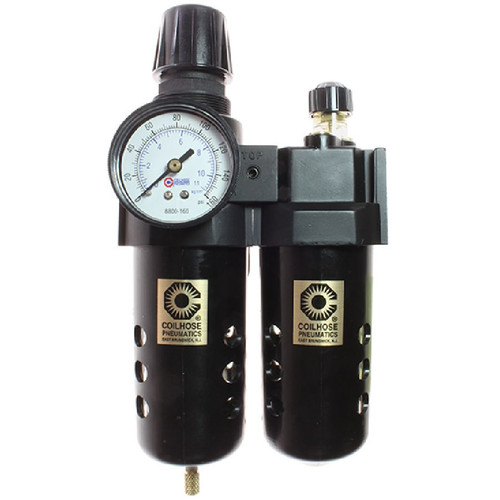 Coilhose Pneumatics 27FCL6-DGL 27 Series 3/4" Integral Filter/Regulator + Lubricator, Auto Drain, Gauge, 0-60 psi