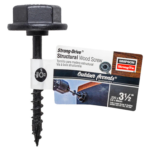 Simpson Strong-Tie SDWS22312DBB-RN1 - 3-1/2" x .220" Outdoor Accents Structural Screw w/ Hex Head Washer 1ct