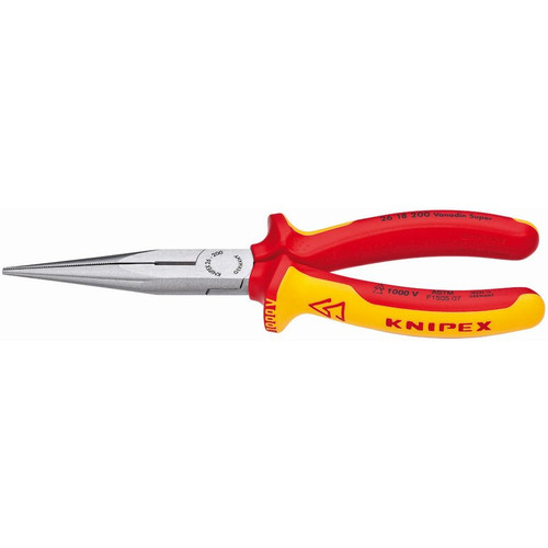 KNIPEX 2618200US 8'' Long Nose Pliers w/ Cutter-Multi Component-1,000V Insulated