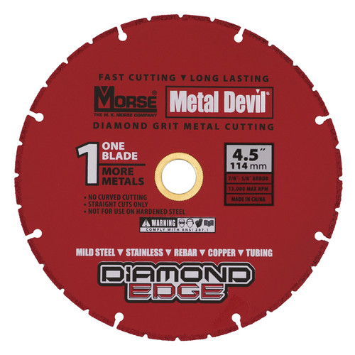 MK Morse CSD4500C - 4-1/2" Metal Devil Diamond Edge Abrasive Cut-Off Wheel, 5/8-7/8" Arbor