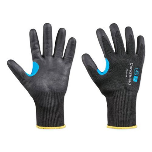 Honeywell 26-0513B/10XL CoreShield A6/F Coated Cut Resistant Glove, 10/XL, MF, 13G, Black