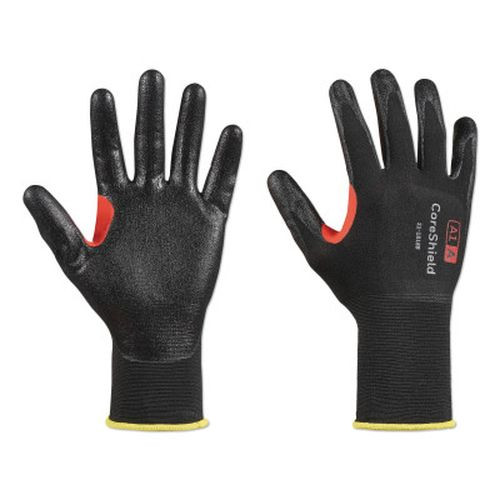 Honeywell 21-1818B/10XL CoreShield A1/A Coated Cut Resistant Glove, 10/XL, Nitrile, 18G, Black