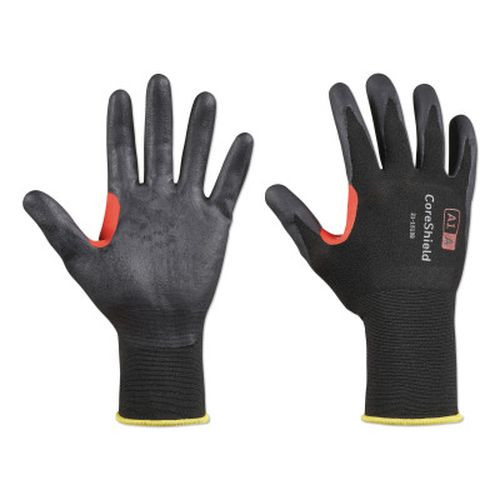 Honeywell 21-1518B/10XL CoreShield A1/A Coated Cut Resistant Glove, 10/XL, MF, 18G, Black