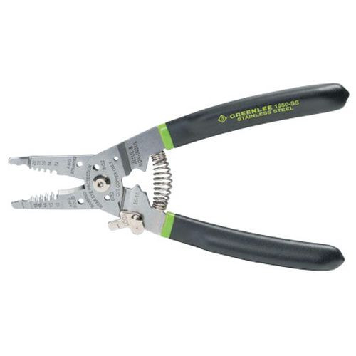 Greenlee 1950-SS Pro Stainless Wire Stripper/Cutter/Crimper, 10-20 AWG, 6-32/8-32 Bolts, Straight