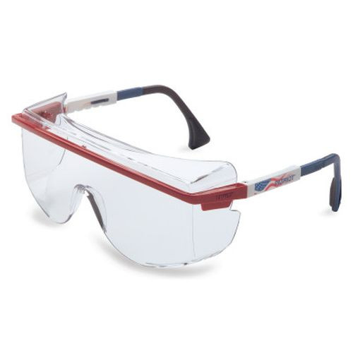 Honeywell S2530 Astrospec OTG 3001 Eyewear, Clear Lens, HC, Ultra-dura, Blue/Red/White Frame