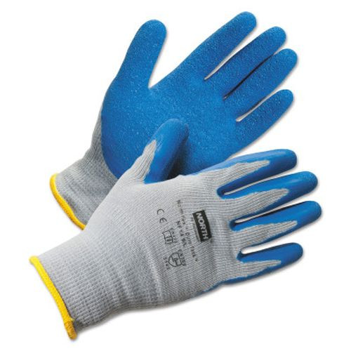 Honeywell NF14/9L Duro Task Supported Natural Rubber Gloves, Large, Blue/Gray