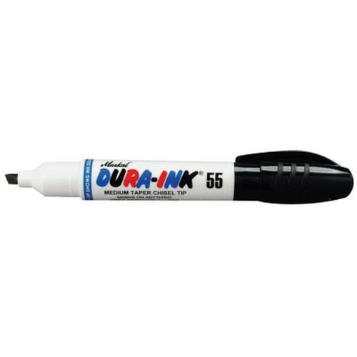 MARKAL 96529 Dura-Ink 55 Markers, Black, 1/16 in; 3/16 in, Felt (12pk)