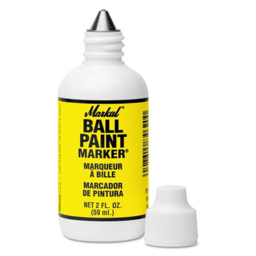 MARKAL 84621 Ball Paint Marker Markers, 1/8 in Tip, Metal Ball Point, Yellow