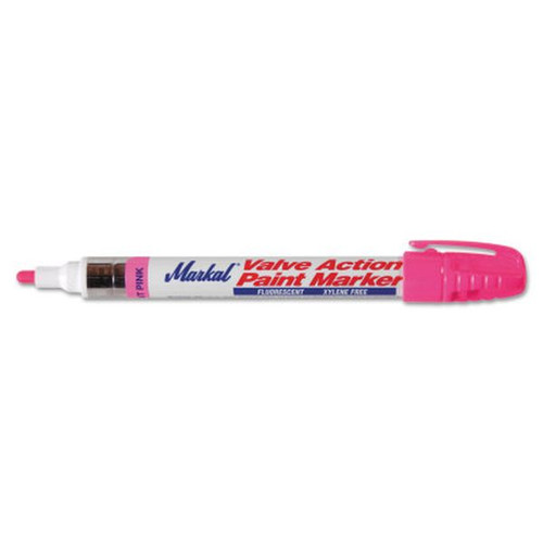 MARKAL 97053 Valve Action Paint Marker, Fluorescent Pink, 1/8 in, Medium