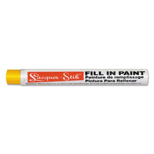 MARKAL 51121 Lacquer-Stik Fill-In Paint Markers, Yellow, 3/8 in, Round