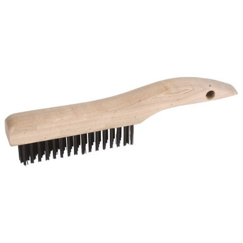 WEILER 73217 Shoe Handle Scratch Brushes 11" 4 X 16 Rows Steel Wire Wood Handle