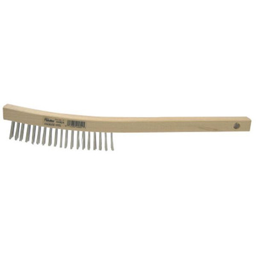 WEILER 44054 Curved Handle Scratch Brushes 14" 3X19 Rows SS Wire Wood Handle