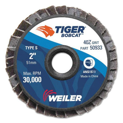 WEILER 50933 Bobcat Flat Flap Disc, 2", 40 Grit, 30000RPM