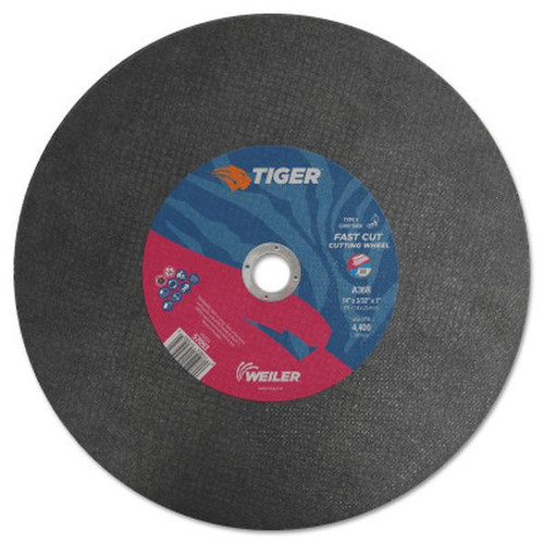 WEILER 57093 Tiger Large Cutting Wheels 14" Dia. 3/32" Thick 1" Arbor 36 Grit