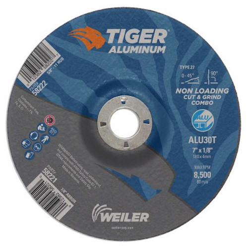 WEILER 58221 Aluminum Combo Wheels 7" 7/8" Arbor Type 27 30 Grit Alum. Oxide