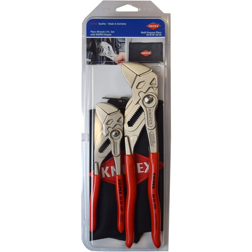 KNIPEX 9K0080109US 2 Pc Pliers Wrench Set With Keeper Pouch (86 03 180, 86 03 250 & 9K 00 90 12 US)
