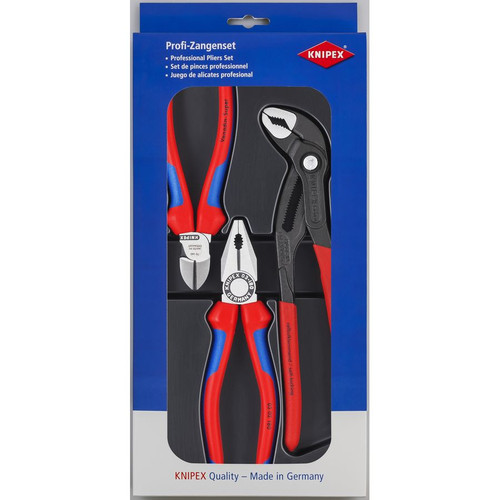 KNIPEX 002009V01 3 Pc Bestseller Pack: Combination Pliers, Diagonal Cutters, Cobra High-Tech Water Pump Pliers