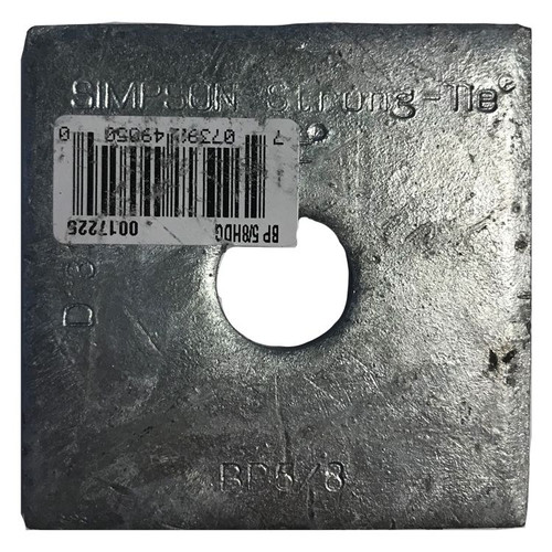 Simpson Strong-Tie BP 5/8HDG - 5/8" Bolt Dia. 2-1/2" x 2-1/2" Bearing Plate Galv.