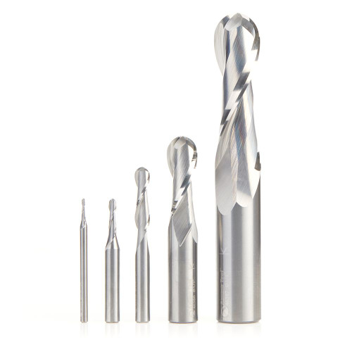 AMS-291 5-Piece Solid Carbide Up-Cut Spiral Ball Nose Router Bit Collection