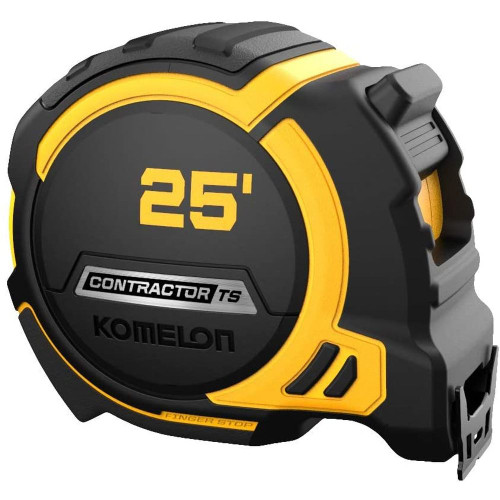 Komelon 93425 25ft. x 1.25in. Contractor TS Wideblade w/ 12ft. True Standout Tape Measure, Black/Yellow