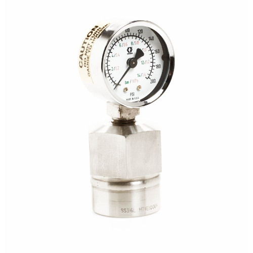GRACO 206171 - Stainless Steel Fluid Gauge w/ Dampener, 0-200 PSI, 1/4 Nptm