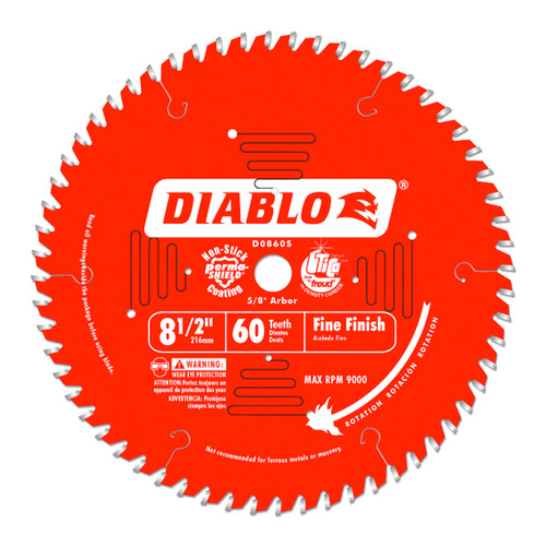 DIABLO D0860S - 8-1/2" x 60 Tooth Fine Finish Saw Blade