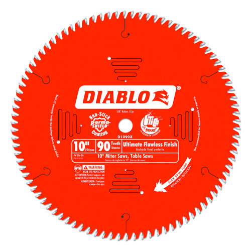 DIABLO D1090X 10" 90T - Flawless Finish Blade, Miter & Table Saws 5/8" Arbor