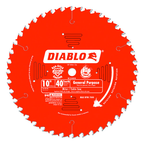 DIABLO D1040X 10" 40T - General Purpose Blade Miter & Table Saws 5/8" Arbor