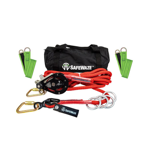 Safewaze 019-8012 4 Person Rope Horizontal Lifeline Kit with Cross Arm Straps