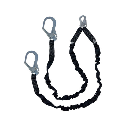 Safewaze FS88586 VLINE 6' Dual-Leg Streamline Low-Profile Lanyard w/ Rebar Hooks