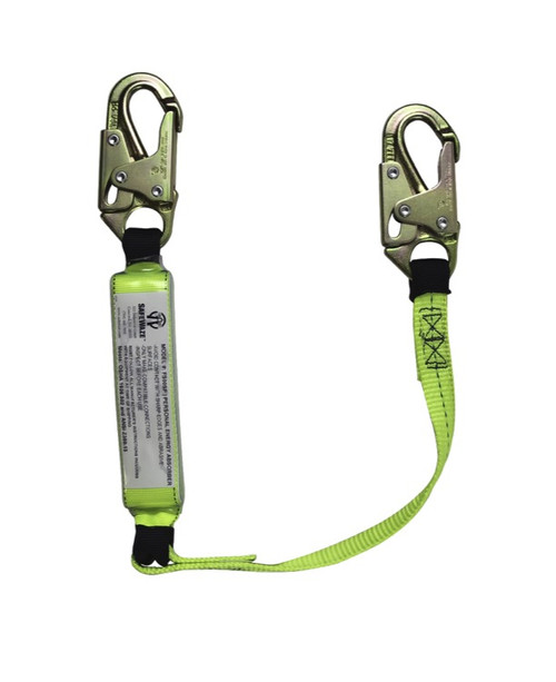 Safewaze FS560-3 3' Energy Absorbing Lanyard with Double Locking Snap Hooks