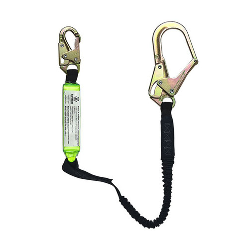Safewaze FS575 High Profile Energy Absorbing Elastic Lanyard w/ Rebar & Snap Hook