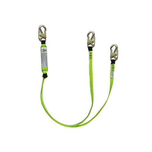 Safewaze FS561 6' Dual-Leg Energy Lanyard w/ Double-Locking Snap Hooks
