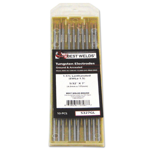 BEST WELDS 0207GC2 Tungsten Electrode, 2% Ceria Ground, 7" Size .020