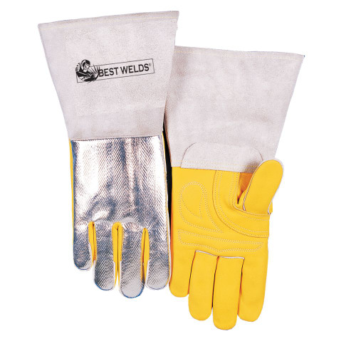 BEST WELDS 902-650H-L High Heat Welding Gloves, Top Grain Cowhide, Large, Buck Tan