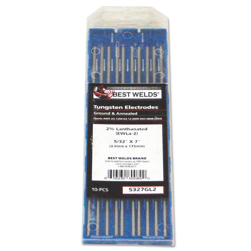 BEST WELDS 5327GL2 Tungsten Electrode, 2% Lanthanated, 7" Size 5/32, 10ct