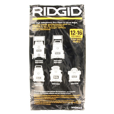 RIDGID VF3502 Genuine High-Efficiency Wet/Dry Vac Dry Pick-up Only Dust Bags, Size A, 12-16 Gallon