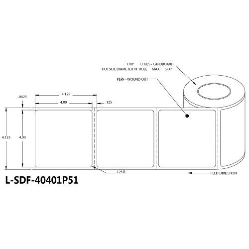 4x4 Direct Thermal Matte Paper Labels - L-SDF-40401P51
