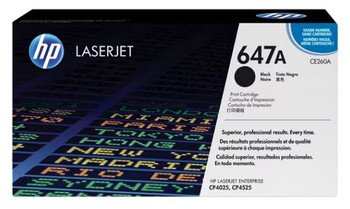 HP CE260A OEM Toner Cartridge, Black, For HP Printers, Standard Yield, 8500 Pages, 1/Carton