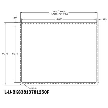 8.375 in W x 13.875 in L IJ Matte Film - BS5609 Certified Labels, Fanfold, White, High Performance Permanent Adhesive, Perf, 14 in Fanfold Length, 1,250 Labels/Stack, 1 Stack/Case, 1 Case (1,250 Labels), Black Rhino Stock Labels