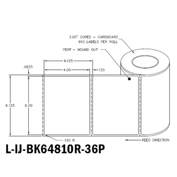 6 in W x 4 in L IJ Matte Film - BS5609 Certified Labels, Fanfold, White, High Performance Permanent Adhesive, Perf, 8.25 in Fanfold Length, 2,500 Labels/Stack, 2 Stacks/Case, 1 Case (5,000 Labels), Black Rhino Stock Labels