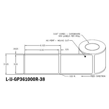 3 in W x 6 in L IJ High-Gloss Paper Labels, 8 in OD, 3 in Core, White, General Purpose Permanent Adhesive, No Perf, 1,000 Labels/Roll, 4 Rolls/Case, 1 Case (4,000 Labels), Black Rhino Stock Labels