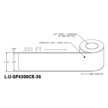 4 in W x 300 ft L IJ High-Gloss Paper Continuous Roll, 6 in OD, 3 in Core, White, General Purpose Permanent Adhesive, No Perf, 300 Feet/Roll, 4 Rolls/Case, 1 Case (1,200 Feet), Black Rhino Stock Labels