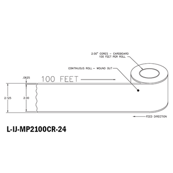 2 in W x 100 ft L IJ Matte Paper Continuous Roll, 4 in OD, 2 in Core, White, General Purpose Permanent Adhesive, No Perf, ,100 Feet/Roll, 12 Rolls/Case, 1 Case (1,200 Feet), Black Rhino Stock Labels
